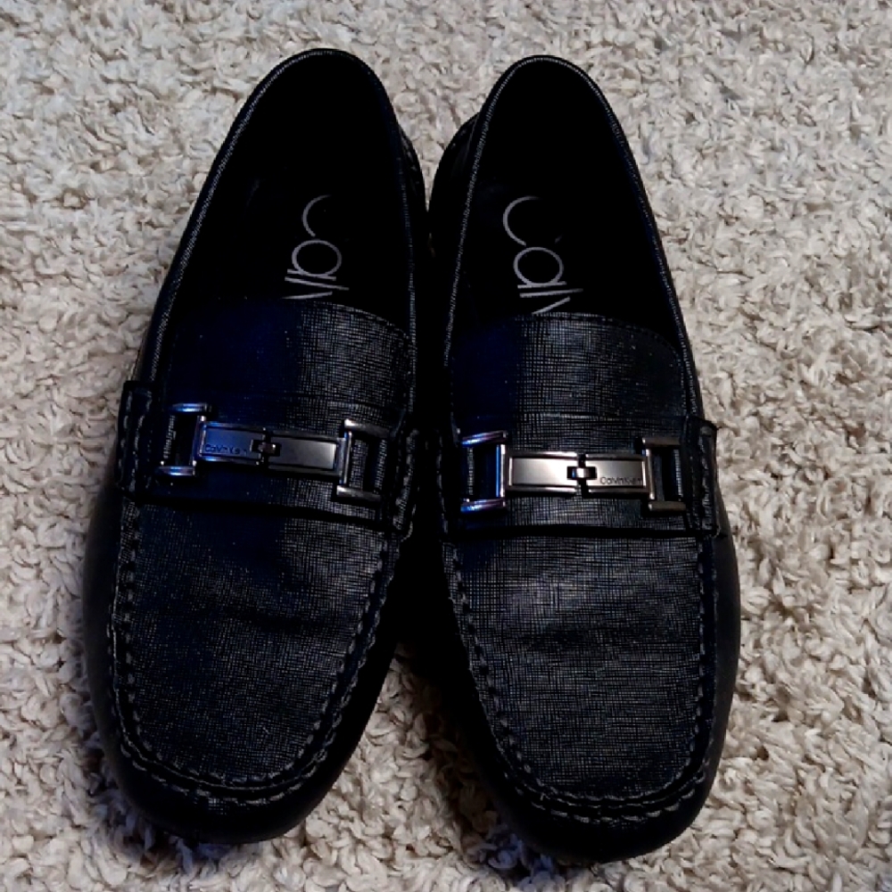 Calvin Klein Black Leather Loafers Minimalist Design